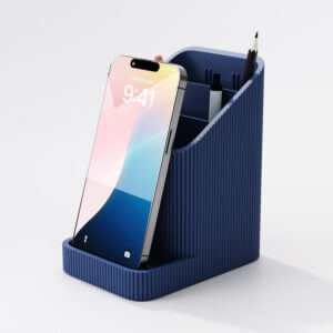 Organiseur de bureau avec support téléphone noir élégant