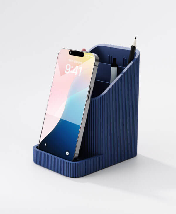 Organiseur de bureau avec support téléphone noir élégant